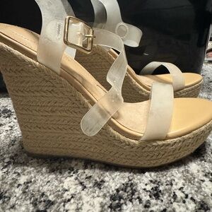 Women's Wedge Sandals with Clear Straps